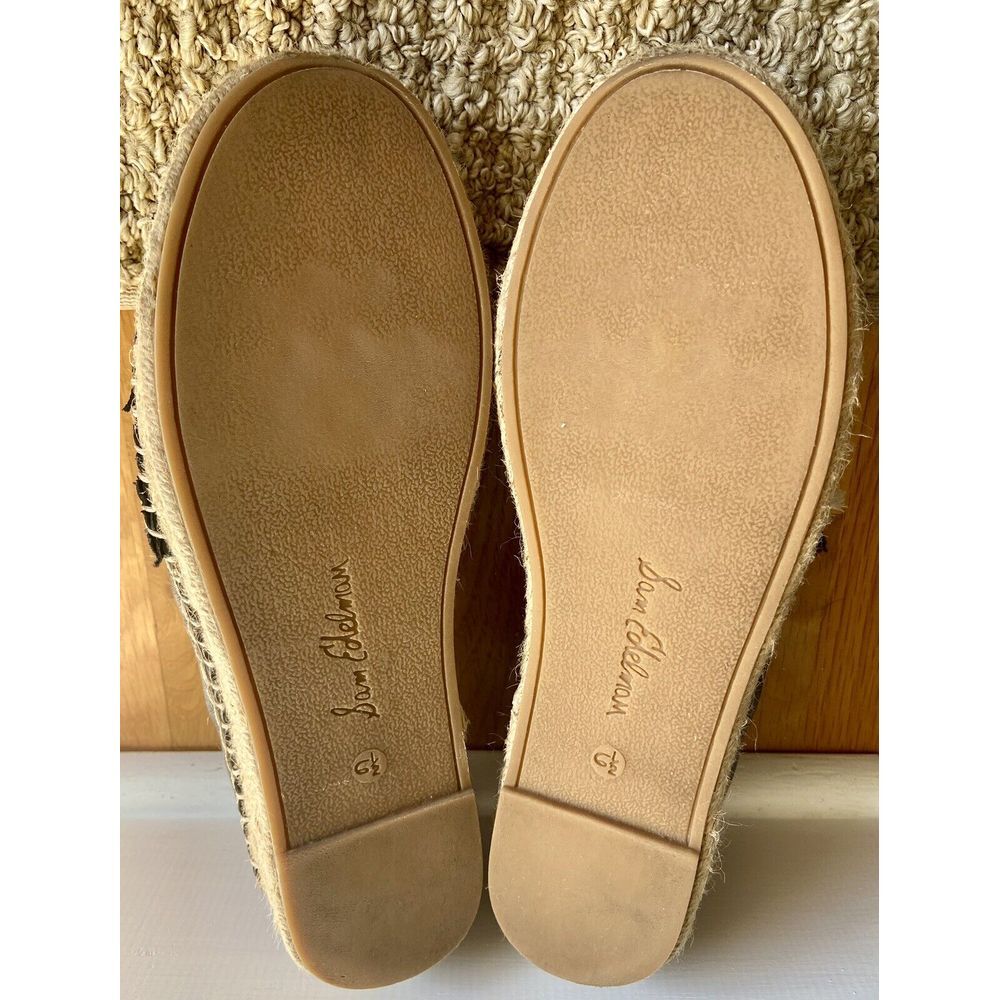 Women's Sz 6.5 SAM EDELMAN Catherine Slip On Black Leather Platform Espadrille - Picture 7 of 9